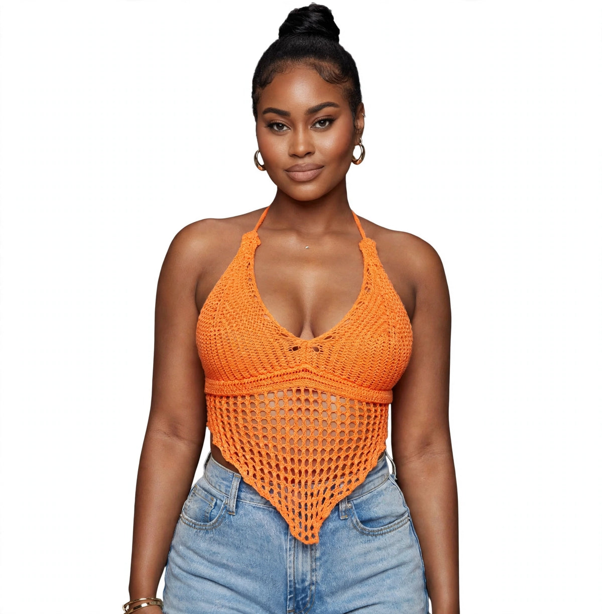 Tulum Crochet Halter Top - Orange